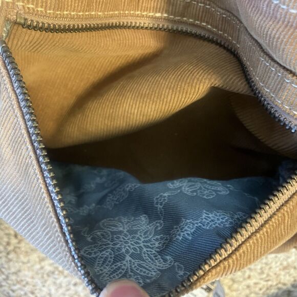 Fossil Brown Corduroy Crossbody Messenger Handbag Adjustable Strap Y2K Purse - Picture 8 of 15